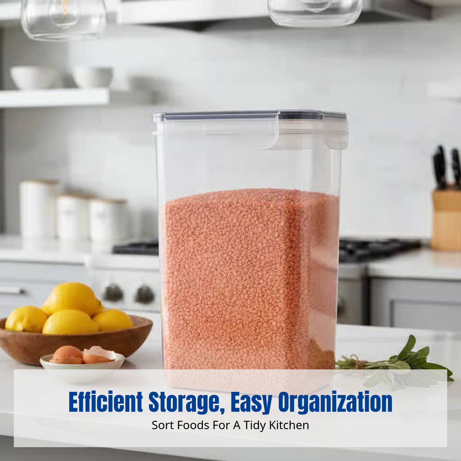 Food Storage Plastic - 気密食品保存容器セット、大容量、透明、積み重ね可能、冷蔵庫用、キッチン整理用