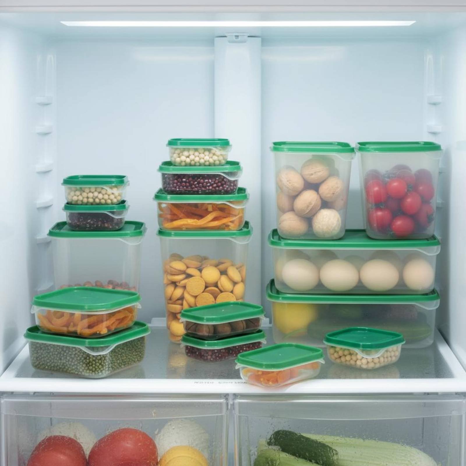 Food Storage Containers With Lids - 17個入り冷蔵庫収納ボックスセット、漏れ防止プラスチック食品容器、蓋付き気密食品容器セット、冷蔵庫用再利用可能