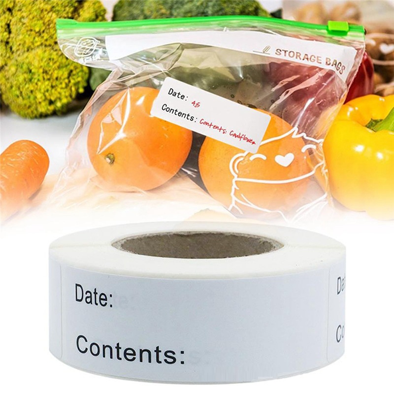 Food Storage Labels - 自己粘着取り外し可能な食品保存ラベル防水日付内容ラベルキッチン冷蔵庫リマインダー食品保存ラベル