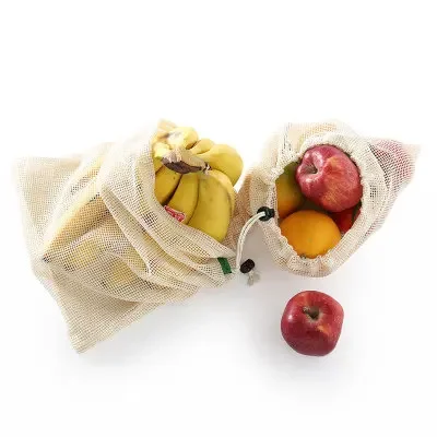Food Storage Food Safety - 10 ピース/セット食品グレードの安全性と環境保護のための再利用可能なバッグブラックロープメッシュ収納野菜&果物&食料品バッグ
