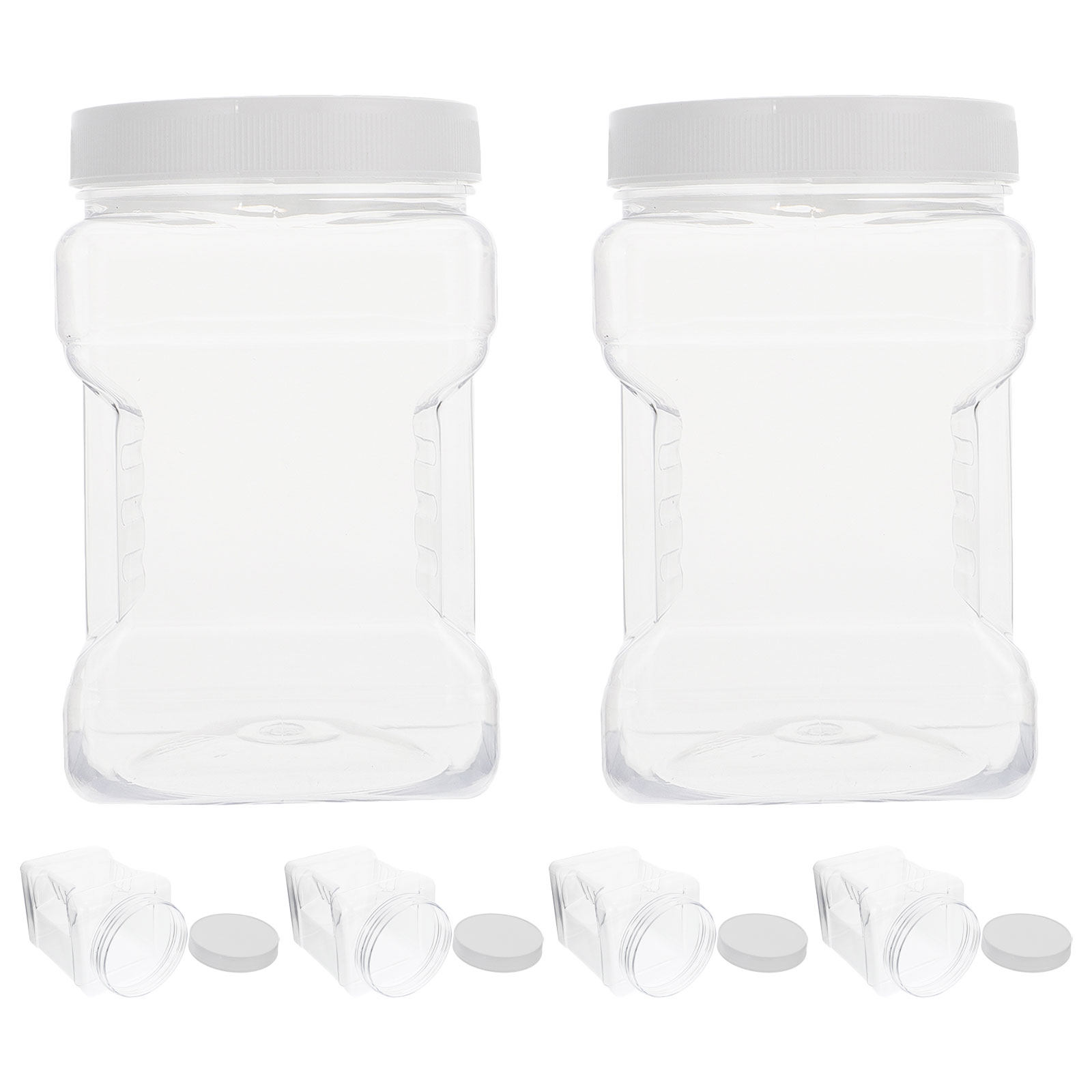 Food Storage Jars Plastic - 6個入り透明正方形キャニスター プラスチック製保存容器 密閉型 広口 再利用可能 グリップハンドル付き