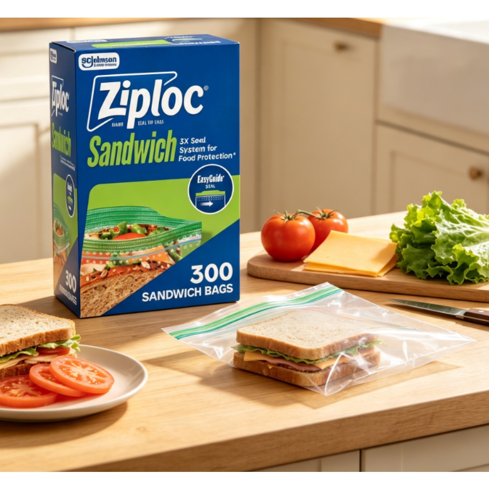 Food Storage Brands - ジップロック ® イージーガイド付きブランドサンドイッチバッグ ™ テクスチャ、グリップ＆シール技術 ™