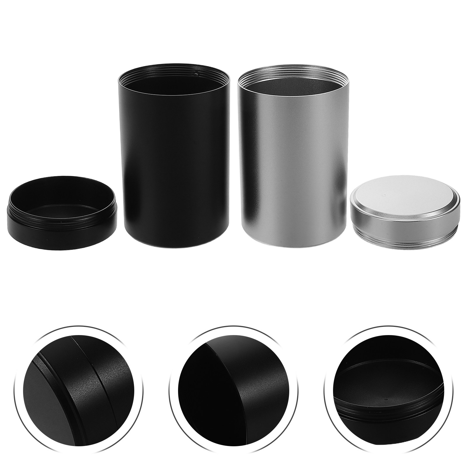 Food Storage Jars Plastic - 2個入り金属製ジャーセット アルミ合金製携帯用密閉保存容器 旅行、アウトドア、お茶、コーヒー、スパイス、食品、バスソルト用