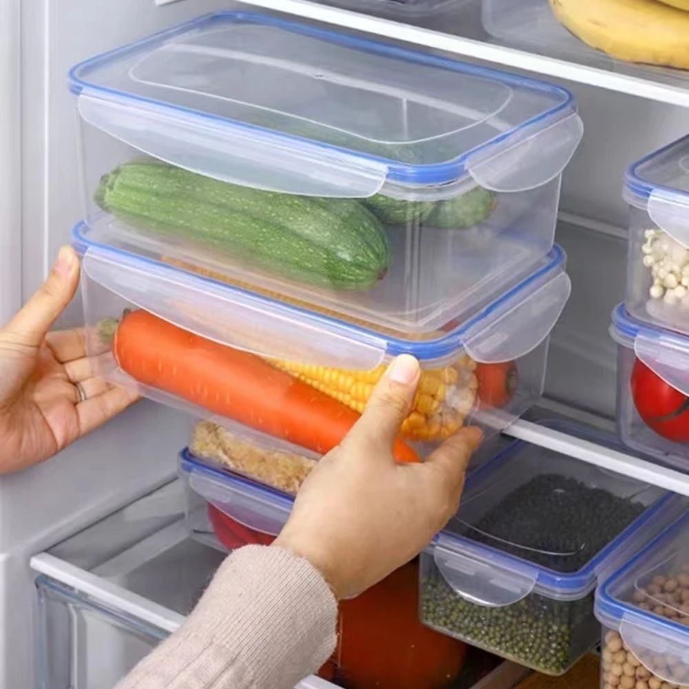 Food Storage With Colander - 食品容器 積み重ね可能な電子レンジ加熱弁当箱 密閉された長方形の冷蔵庫収納ボックス 蓋付き 透明クリスパー