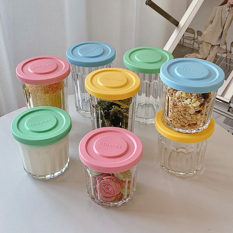 Food Storage Jar Glass - 密閉されたガラス色の密封された収納ボックス,スナック,タンク,ティーポット,ドライフルーツ,コーヒー,豆,冷蔵庫オーガナイザー用容器