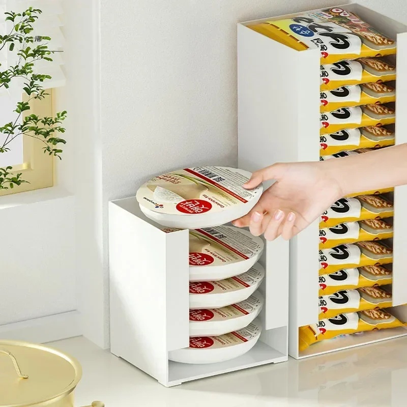 Food Storage In Cabinets - インスタントラーメン収納ボックス 多機能キッチンオーガナイザー ラーメンカップ用 パントリー食品収納容器 積み重ね可能なキャビネットシェルフ