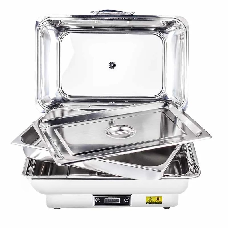 Food Storage To Keep Warm - ステンレス製デジタル電気フードウォーマー、透明蓋付き、スープビュッフェ保管用ストーブ、保温機