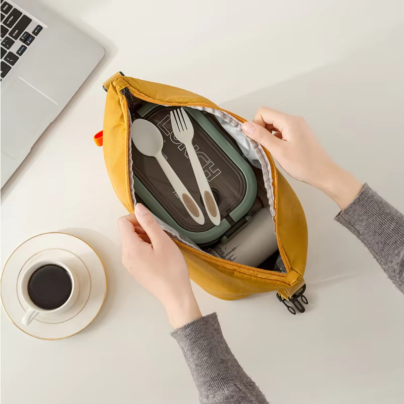 Food Storage Aluminum - 1 個ランチパック断熱弁当バッグアルミ箔弁当箱アイスバッグポータブルディナーピクニック食品収納ハンドバッグ