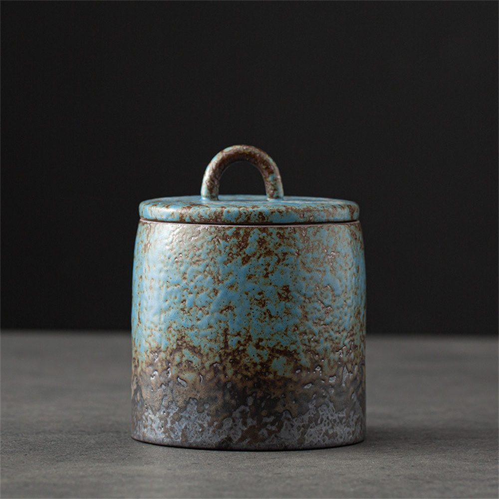 Food Storage Organiser - セラミック茶筒密封瓶小さな茶箱ポータブル茶缶貯蔵タンクキャンディー瓶食品容器茶オーガナイザー装飾瓶