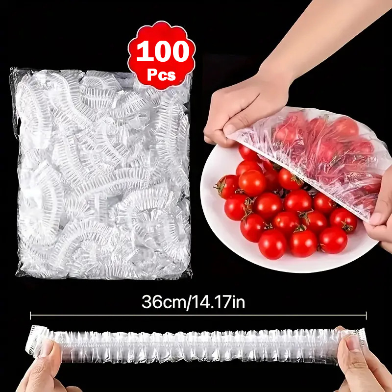 Food Storage Food Safety - 100 個食品グレードの使い捨てサランラップ腸管カバー鮮度保持プラスチックバッグキッチン保管用食品安全アクセサリー