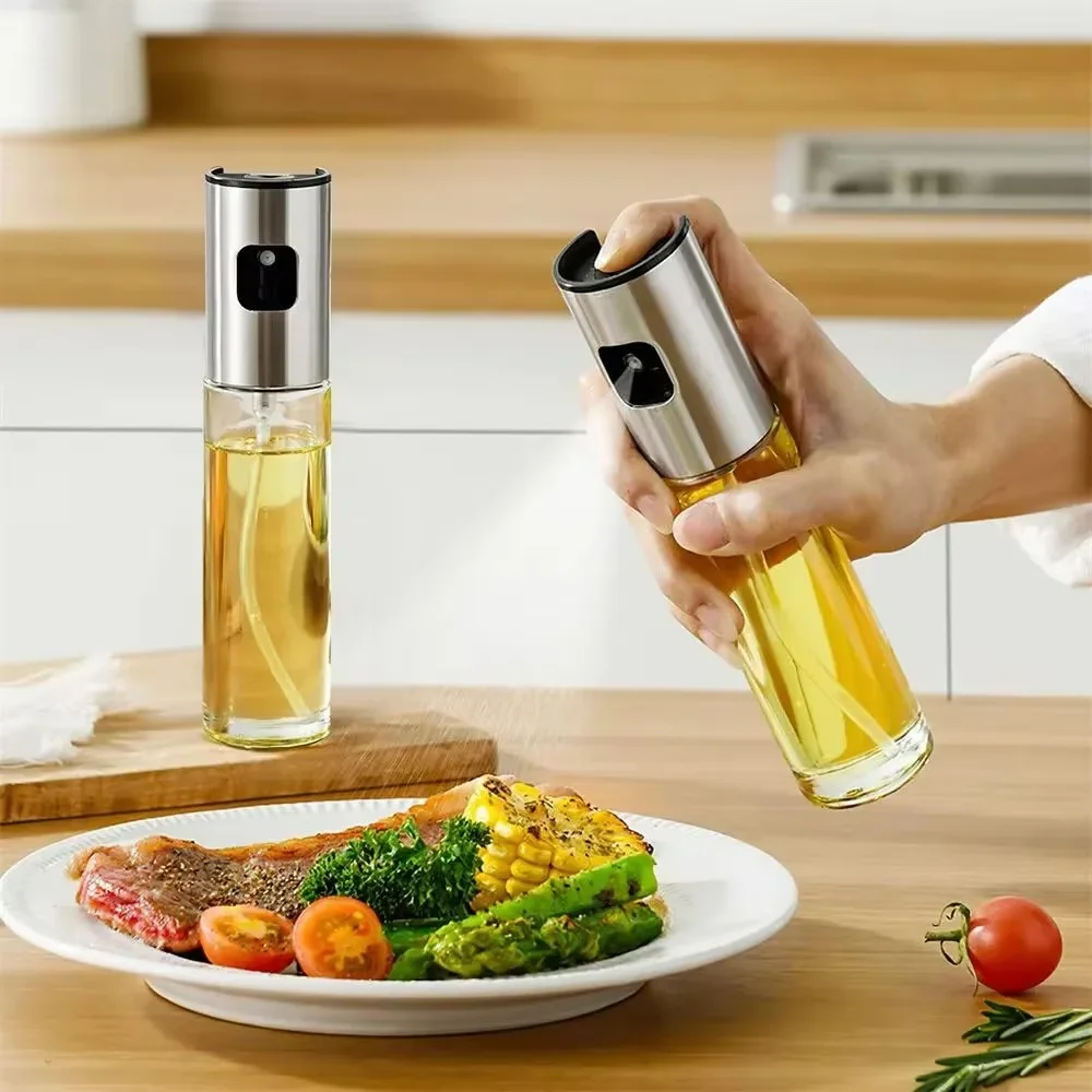 Salad Dressing Bottle - ガラス製オイルスプレーヤー、料理用オリーブスプレーミスター、サラダ、バーベキュー、キッチン、ベーキング用、空のビネガーボトル