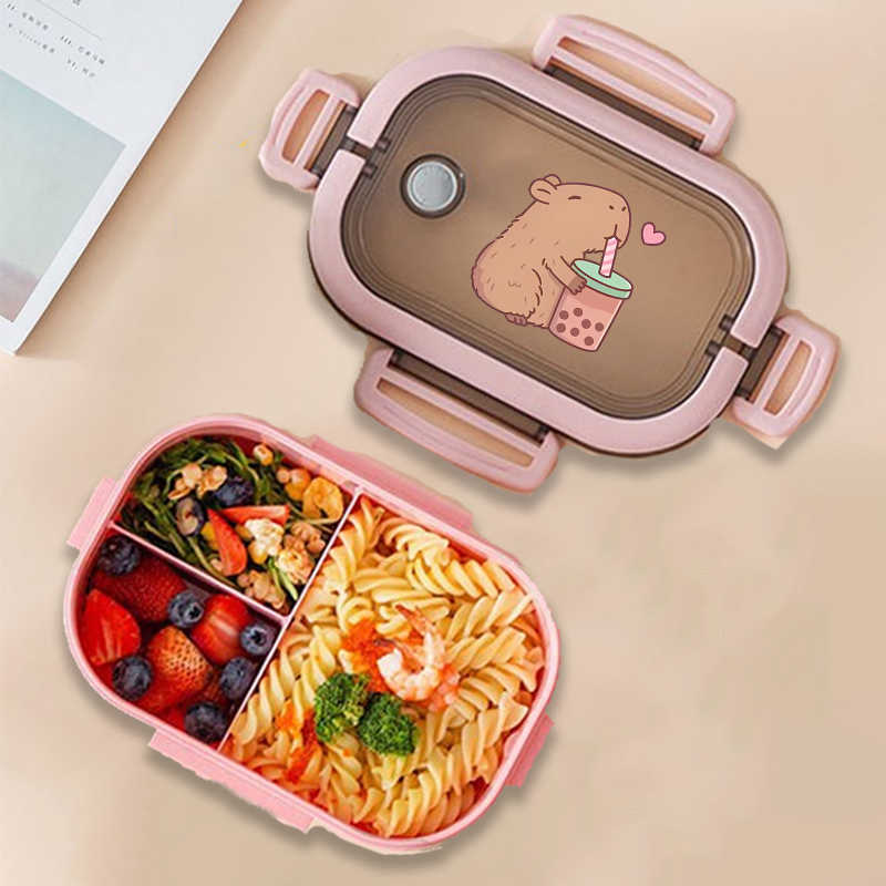 Food Storage Cabinet - カピバラ弁当箱アニメ動物プリント食品保存容器子供学校ピクニック弁当箱男の子女の子オフィスディナーケース