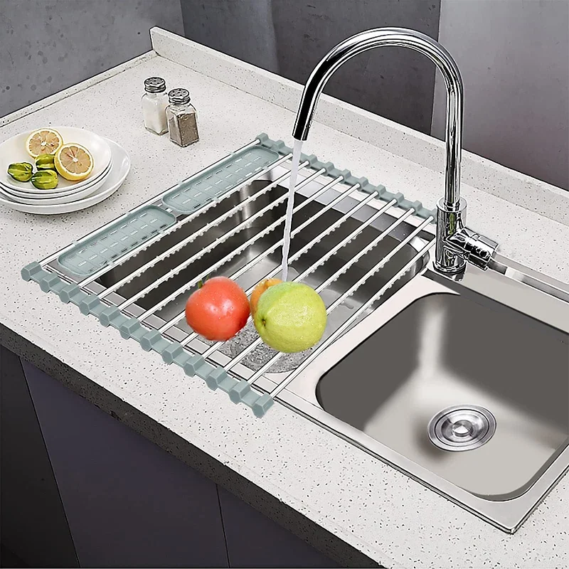 Food Storage Organiser - ステンレス製の折りたたみ式食器棚,ドライラック,キッチンシンクホルダー,ボウルオーガナイザー,プレート収納