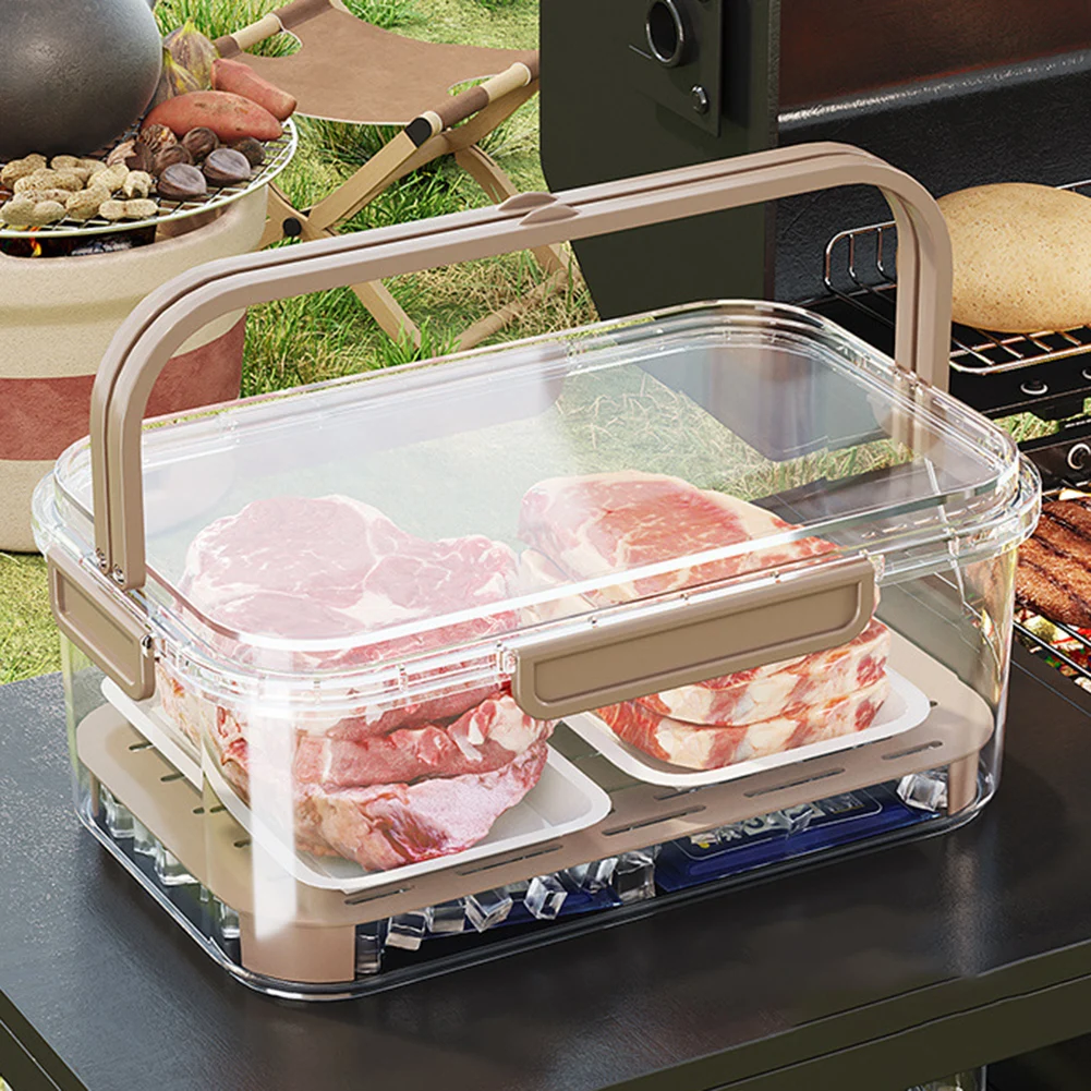 Food Storage Jars Plastic - ポータブル食品保存容器 大容量 気密鮮度ボックス 排水プレート付き 屋外ピクニック キャンプ用