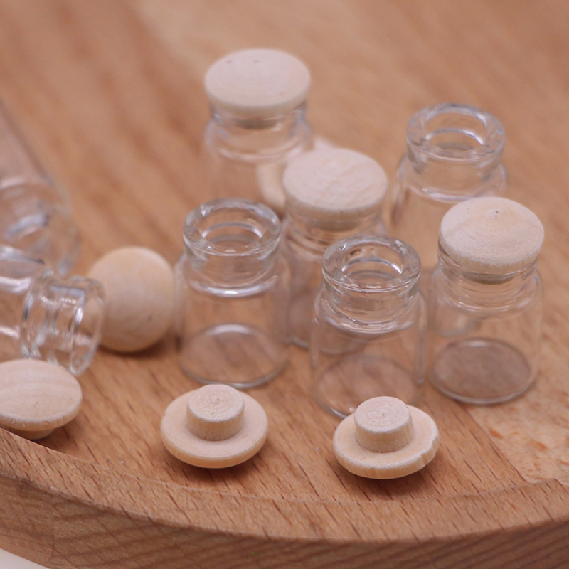 Food Storage Jar Glass - 4 個 1:12 ドールハウスミニチュアガラス瓶モデルキャンディージャー収納瓶木製蓋付き装飾食品おもちゃアクセサリー