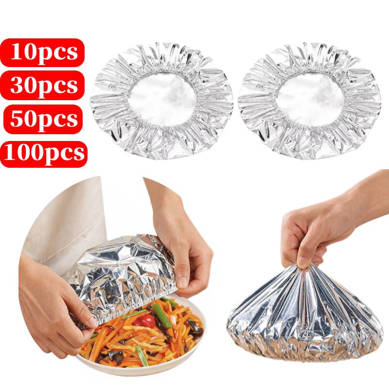 Food Storage Aluminum - 10-100 個繰り返し使用可能なフィルム断熱カバー、アルミ箔弾性フードボウル収納カバー、サンドイッチ用食品鮮度保持バッグ