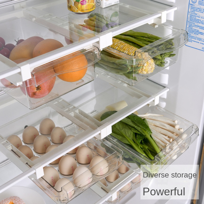 Egg Storage Holder - 冷蔵庫卵収納ボックス、引き出しスタイルの食品と果物の収納ボックス卵ラック、卵ホルダー、家庭用プラスチック製鮮度保持ボックス