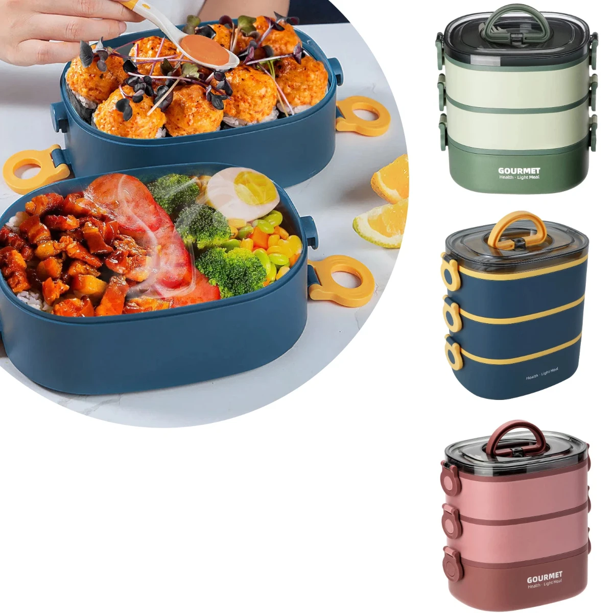 Food Storage To Keep Warm - 持ち運び可能な大人用ランチボックス 2000ML スタッキング可能で漏れ防止、保温機能付き食品容器収納ボックス キャンプ、仕事、学校に最適