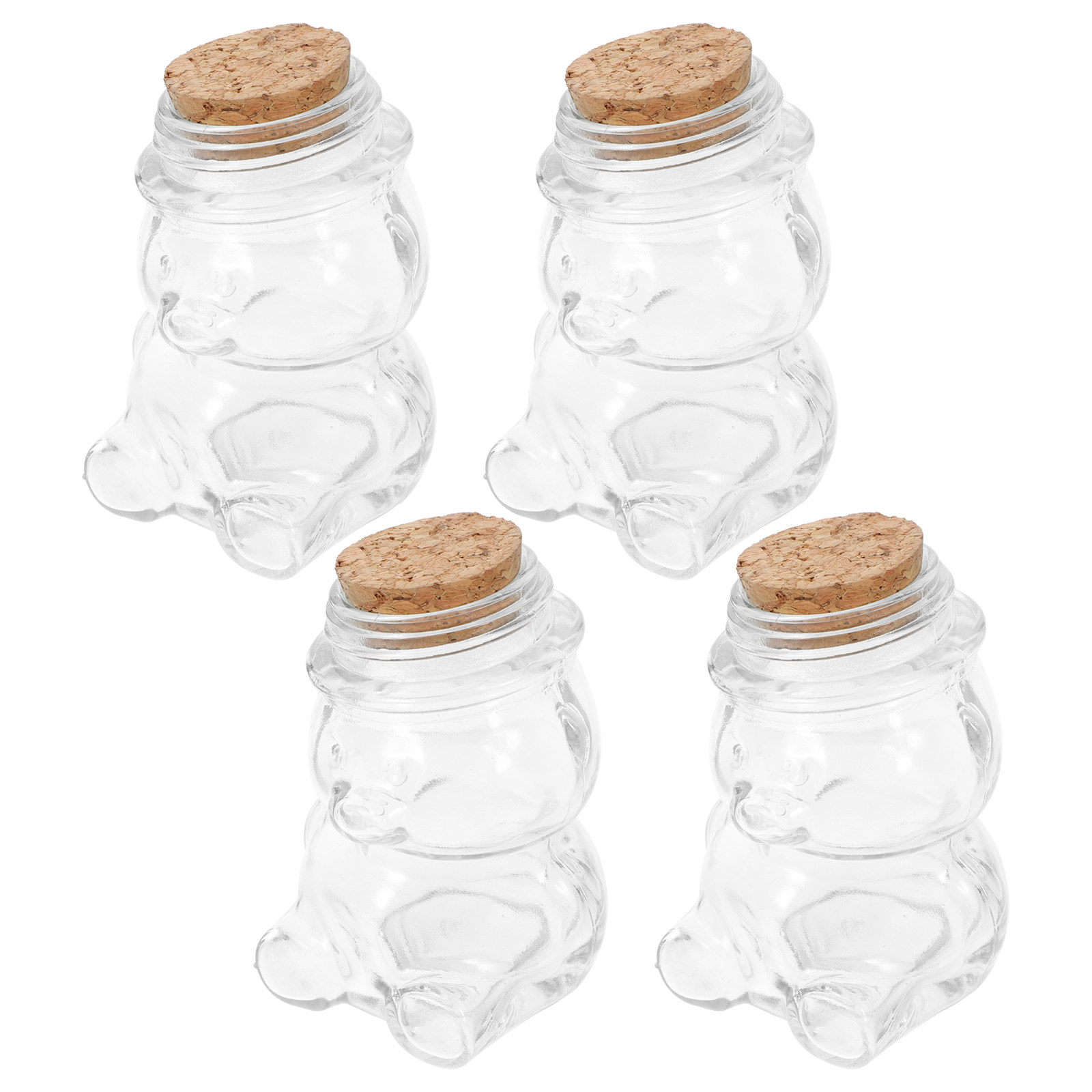 Food Storage Jar Glass - 4個入りガラスキャンディジャーセット 透明な気密食品保存容器 お菓子、ビスケット、紅茶、コーヒー、砂糖、塩、胡椒、ジュエリー用