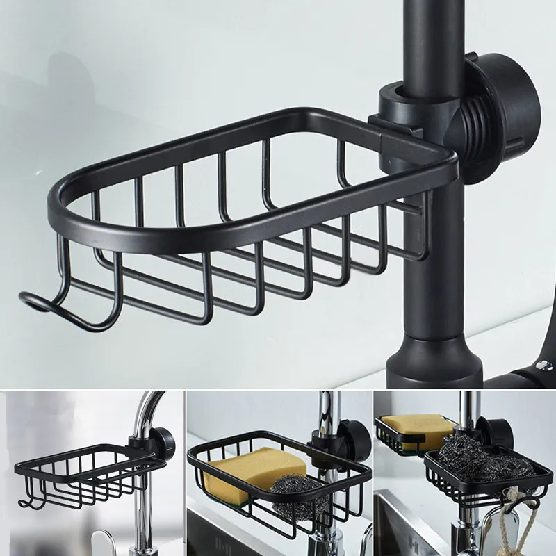 Food Storage Organiser - キッチンシンクの蛇口棚バスルーム棚石鹸スポンジ排水布雑巾収納ラックシンクオーガナイザー水切りバスケットソープディッシュホルダー