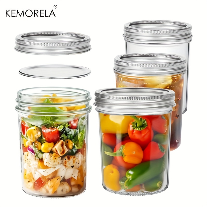 Salad Dressing Bottle - KEMORELA メイソンジャー 350 ミリリットル蓋付き 4 個パイントメイソンジャーシールバンド付きガラス缶詰瓶ハニージャムゼリーコーヒーサラダ用