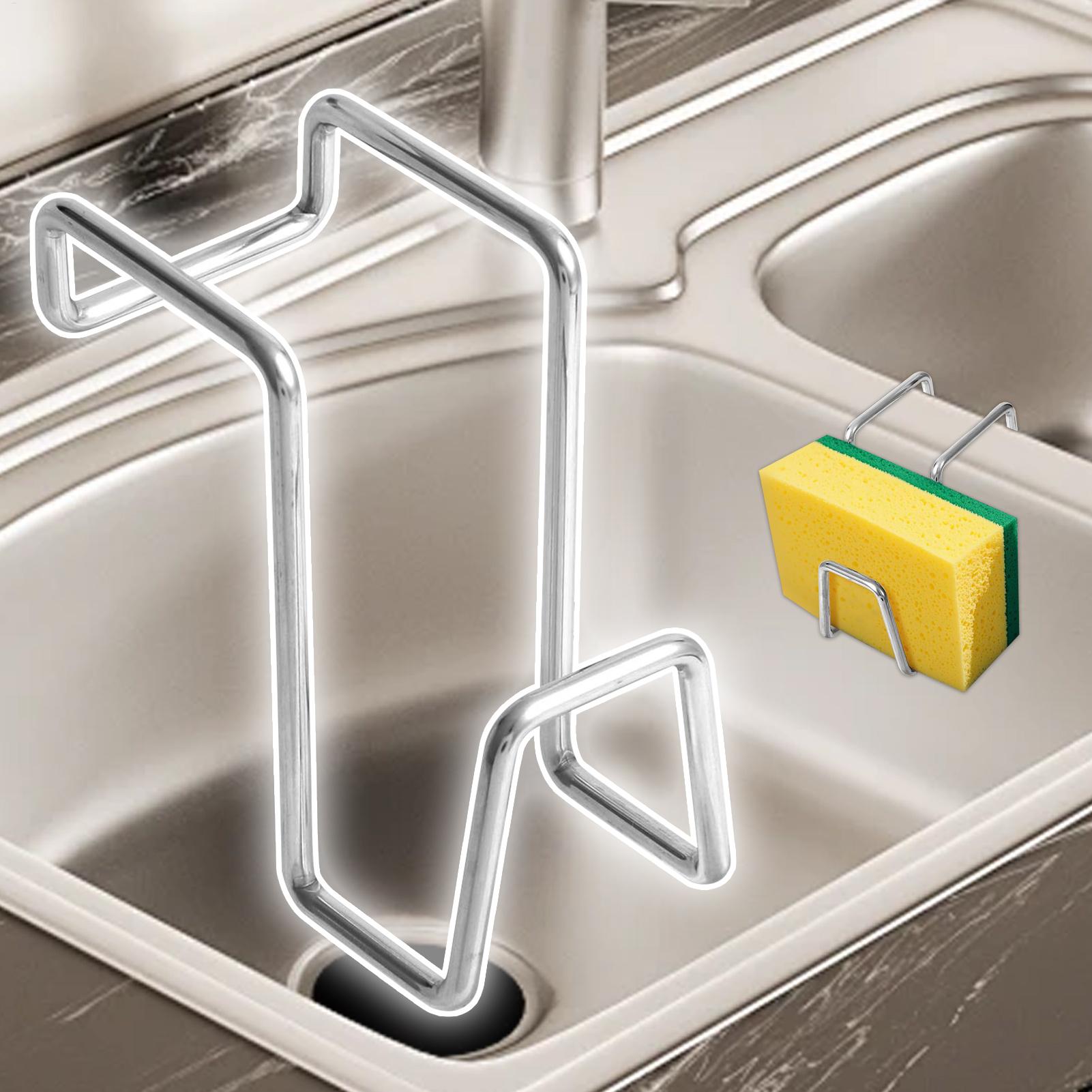 Food Storage Organiser - シンクスポンジラック ダブルシンク シンク用スポンジホルダーラック 取り外し可能なステンレス製スタンド 速乾オーガナイザー