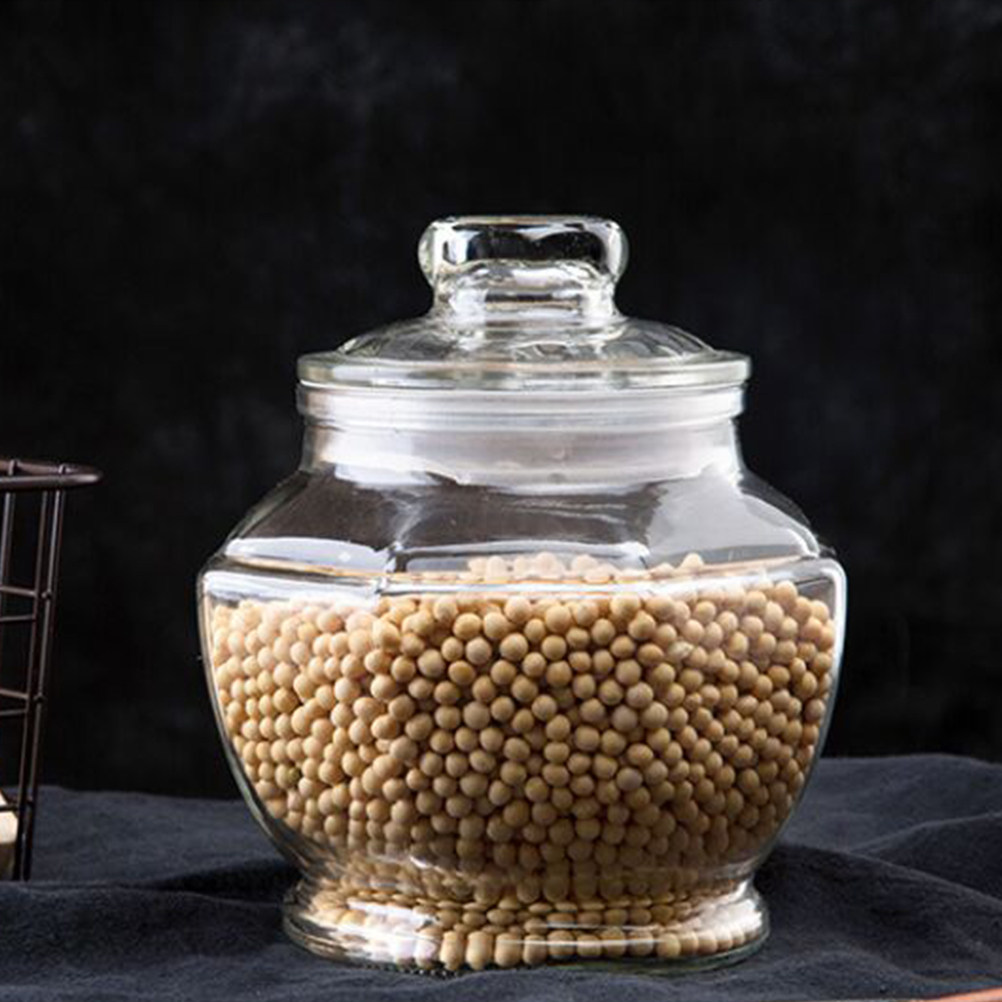 Food Storage Jar Glass - 高品質密閉ガラス保存容器 大容量 ピクルス、穀物、コーヒー豆、シリアル、食品の鮮度保持 キッチン用