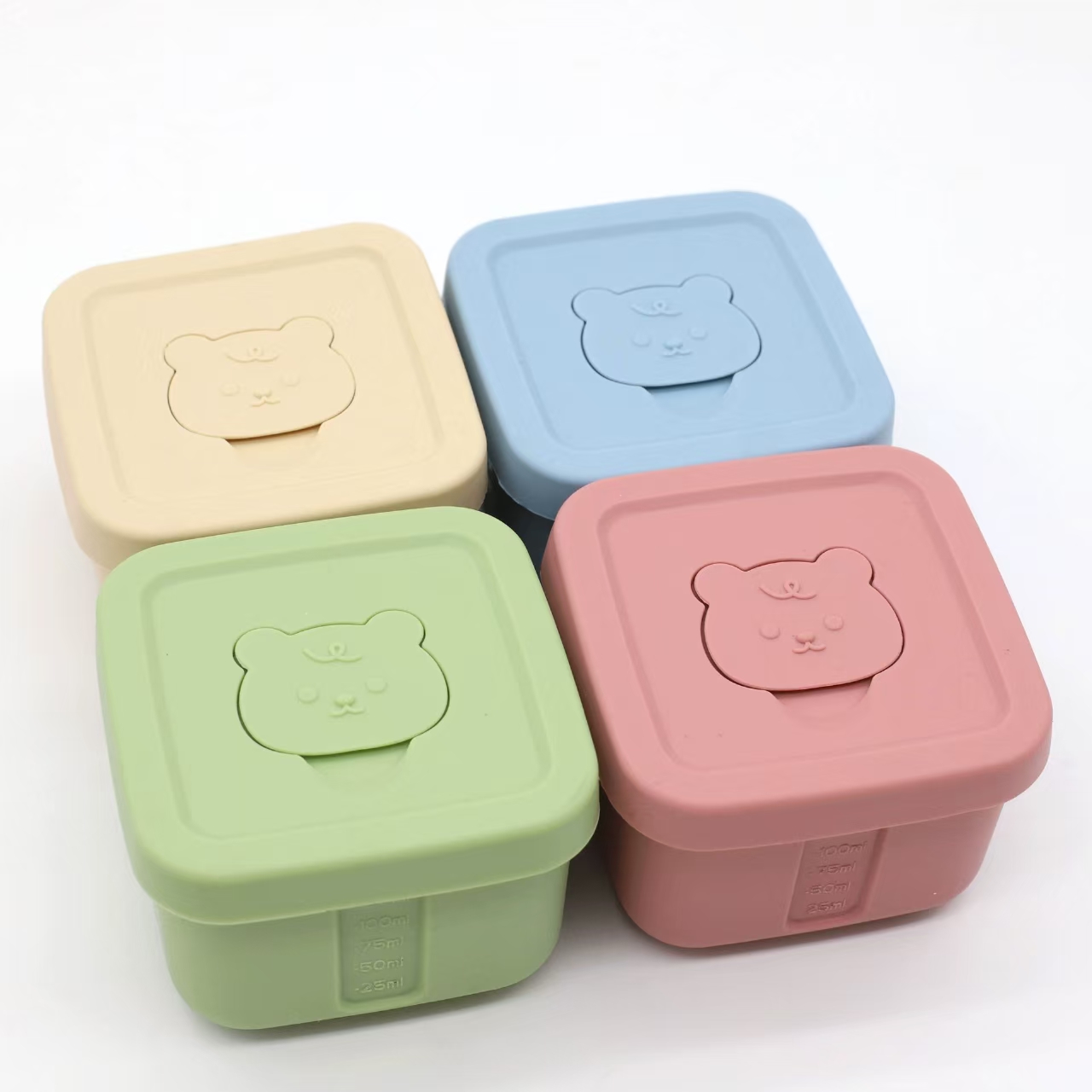 Food Storage Frozen - シリコーン食品サプリメントボックス冷凍鮮度保持ボックス蓋付き正方形アイスキューブ型ソース収納カップ 150 ミリリットル子供の弁当箱