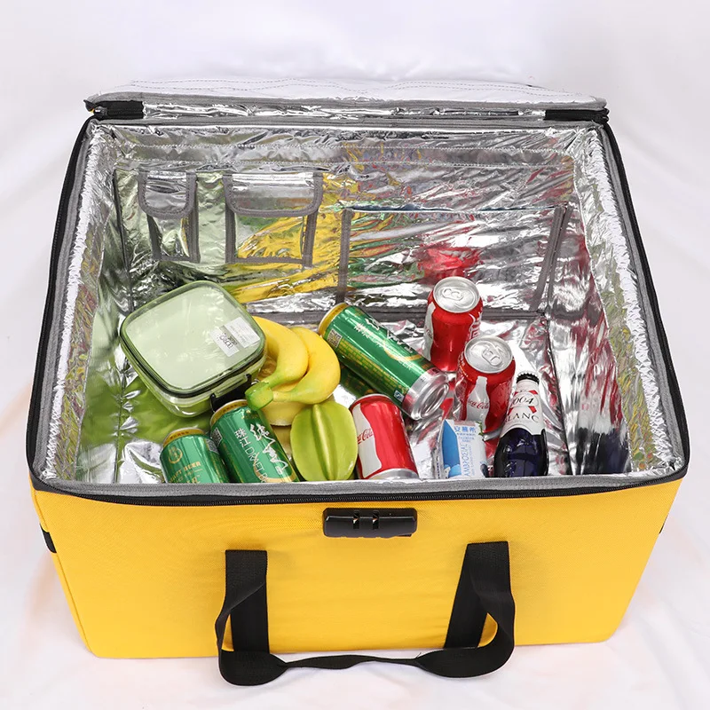 Food Storage Aluminum - 80L ポータブル大型ピザ配達用保温バッグ 再利用可能 厚手 食品保存ボックス アルミ箔製