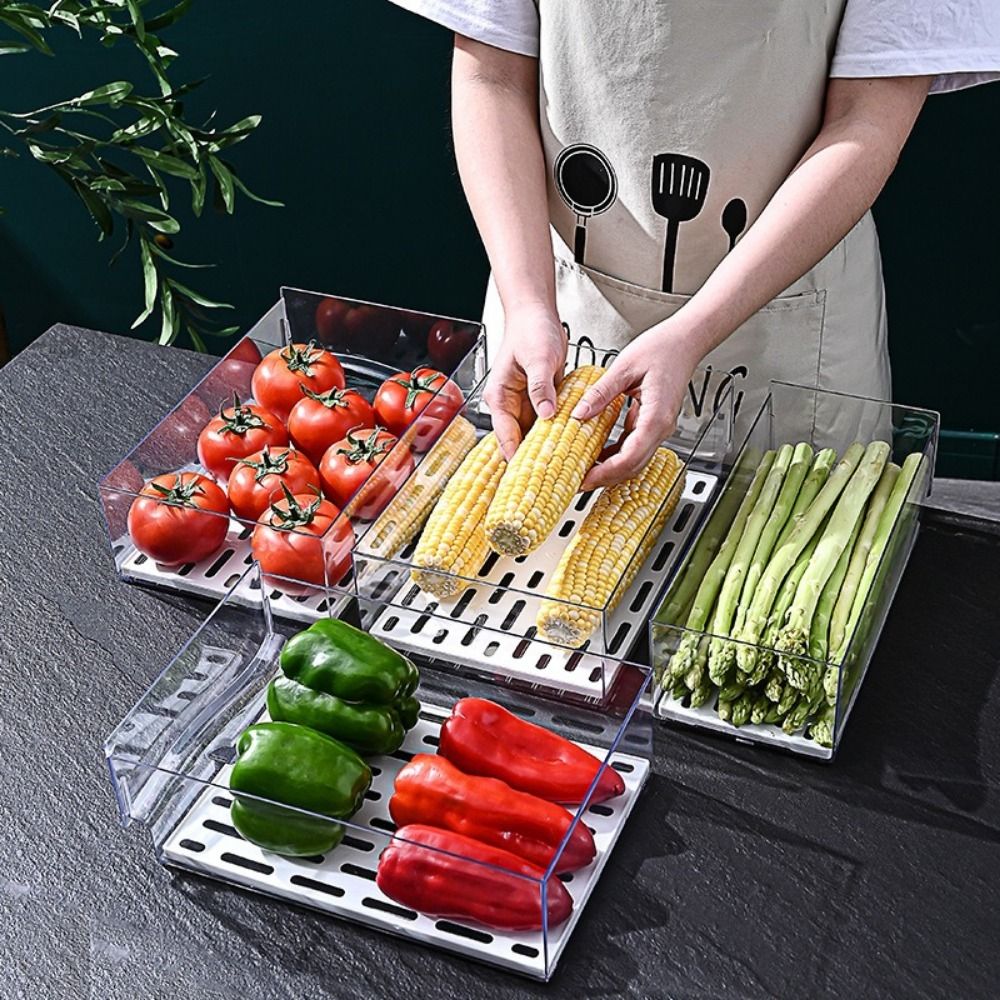 プラスチック製引き出し式鮮度保持ボックス 透明 積み重ね可能 - Food Storage Frozen のレビューと価格