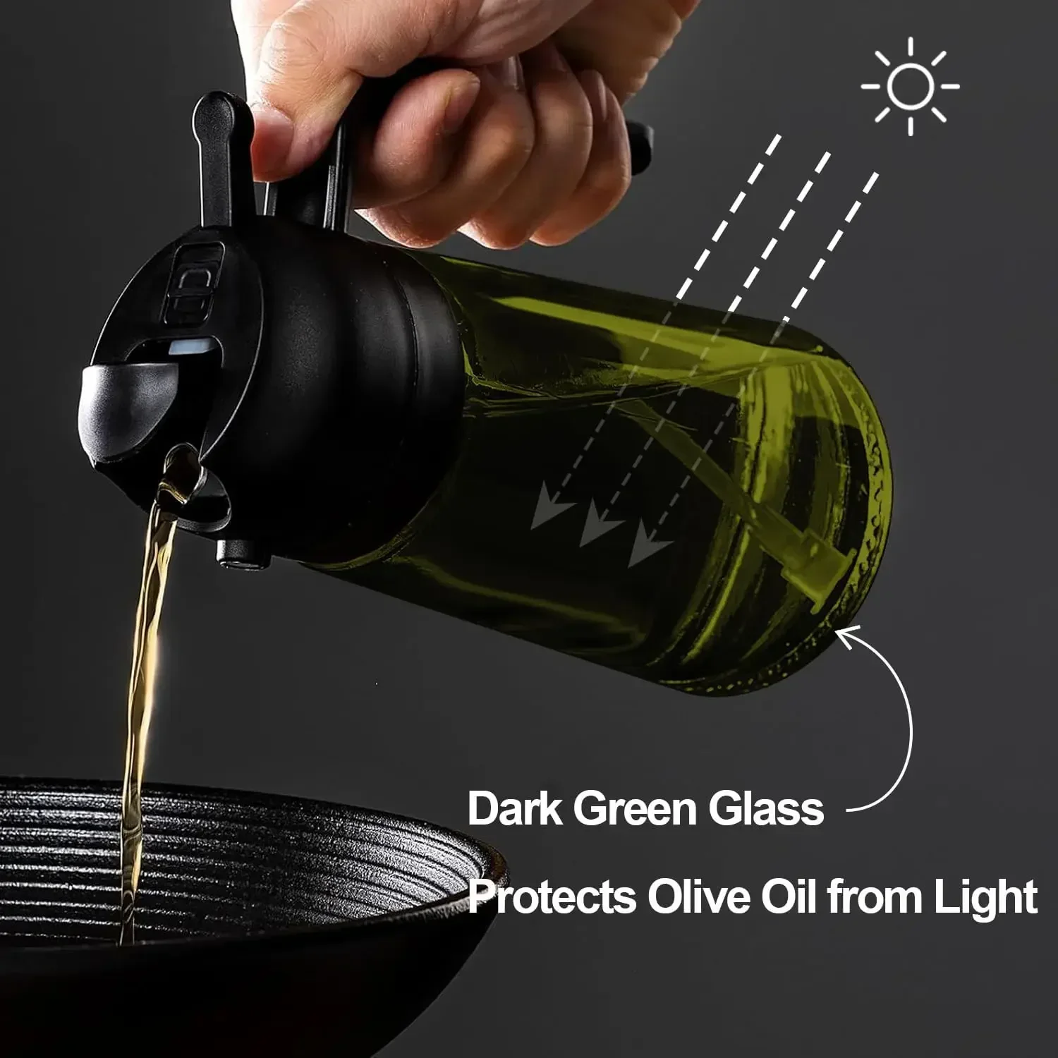 2in1 黒ガラスオリーブオイルスプレー遮光オイルディスペン - Salad Dressing Bottle のレビューと価格