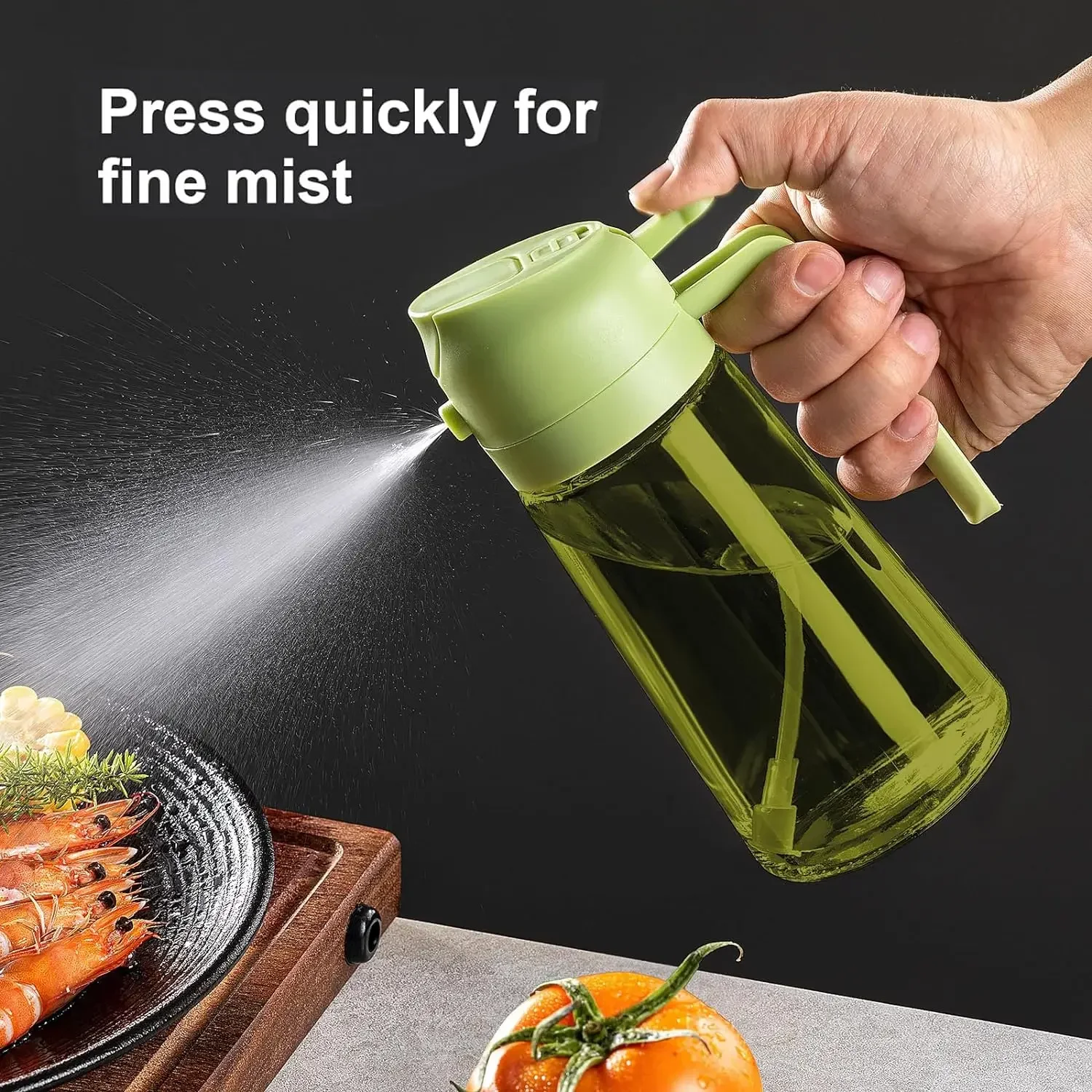 2in1 黒ガラスオリーブオイルスプレー遮光オイルディスペン - Salad Dressing Bottle のレビューと価格