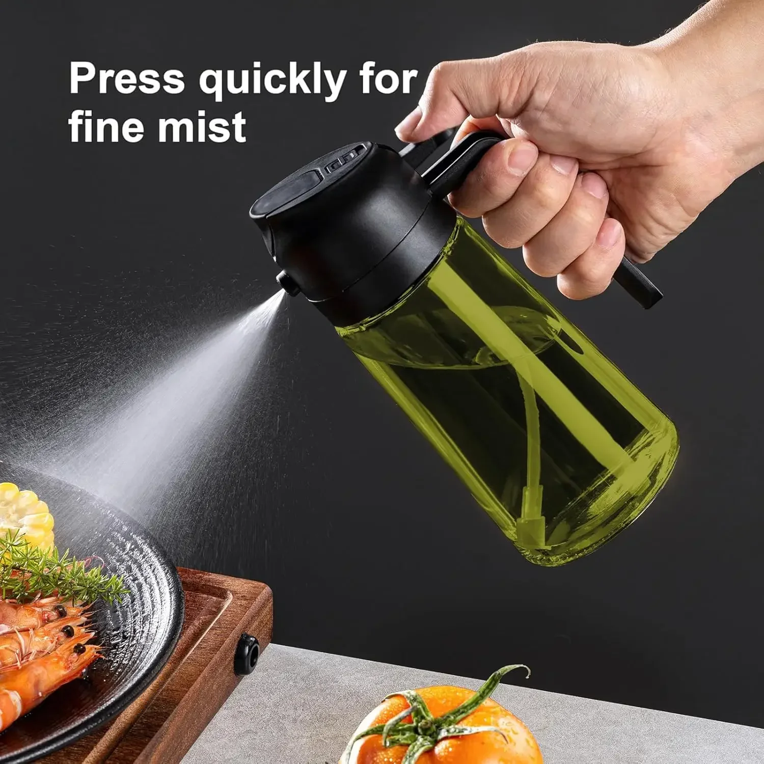 2in1 黒ガラスオリーブオイルスプレー遮光オイルディスペン - Salad Dressing Bottle のレビューと価格