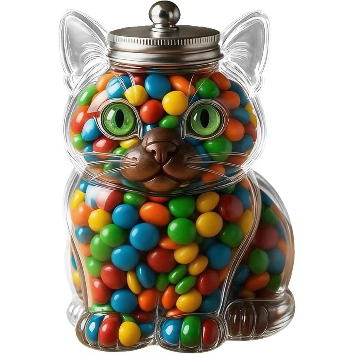 可愛い猫型のガラス製キャンディジャー、気密蓋付き、食品グレー - Food Storage Jar Glass のレビューと価格