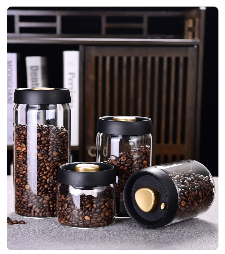 コーヒー豆保存瓶、真空密閉瓶、キッチン食品保存ガラス瓶、鮮度 - Food Storage Jar Glass のレビューと価格
