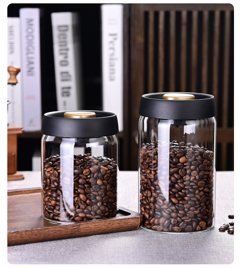 コーヒー豆保存瓶、真空密閉瓶、キッチン食品保存ガラス瓶、鮮度 - Food Storage Jar Glass のレビューと価格