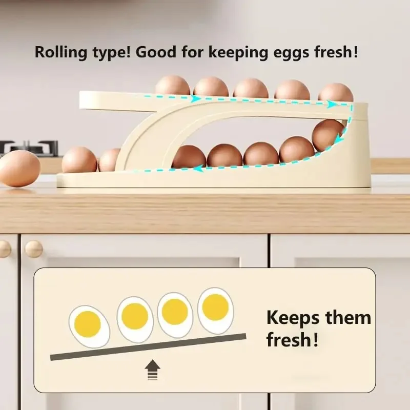 冷蔵庫用エッグホルダーディスペンサー 新しい自動ローリング二 - Egg Storage Holder のレビューと価格