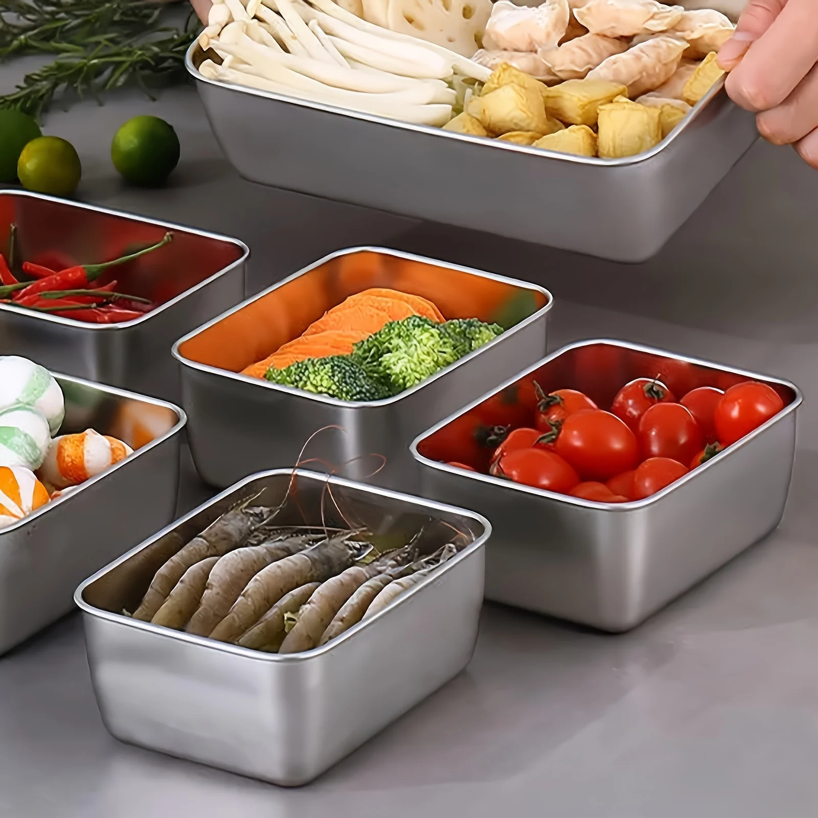ステンレス製食品保存容器セット（蓋付き）-漏れ防止、積み重ね - Food Storage Aluminum のレビューと価格