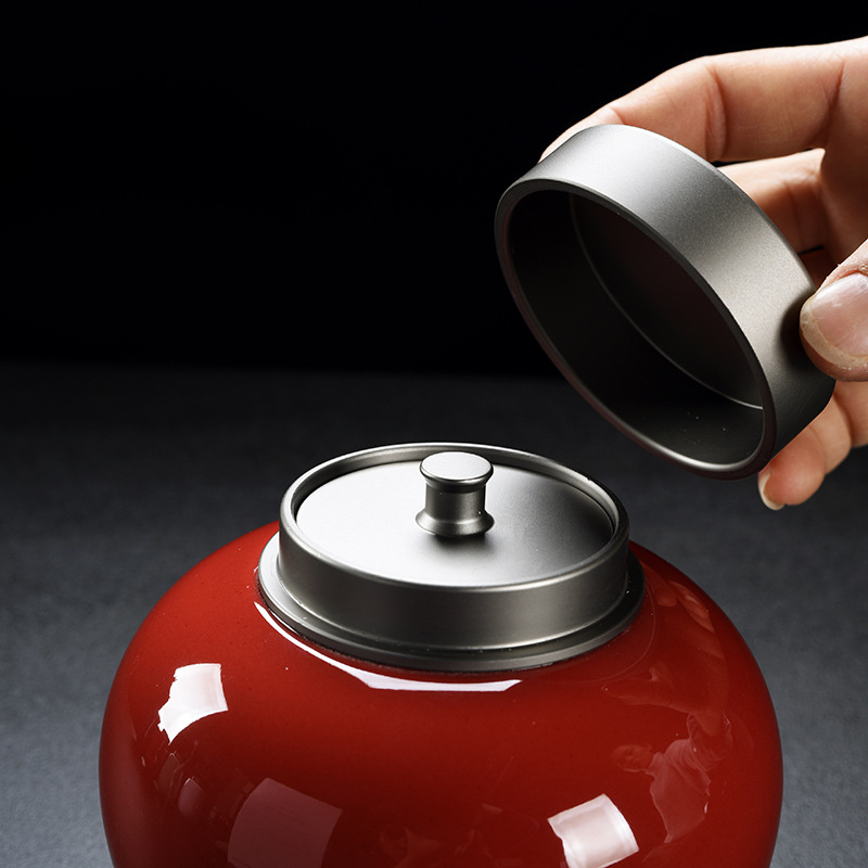 茶二重層アルミニウム合金保存瓶密封食品セラミックデスクトップ - Food Storage Aluminum のレビューと価格