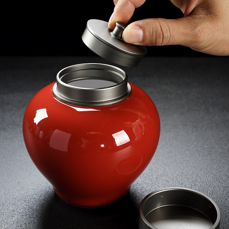 茶二重層アルミニウム合金保存瓶密封食品セラミックデスクトップ - Food Storage Aluminum のレビューと価格