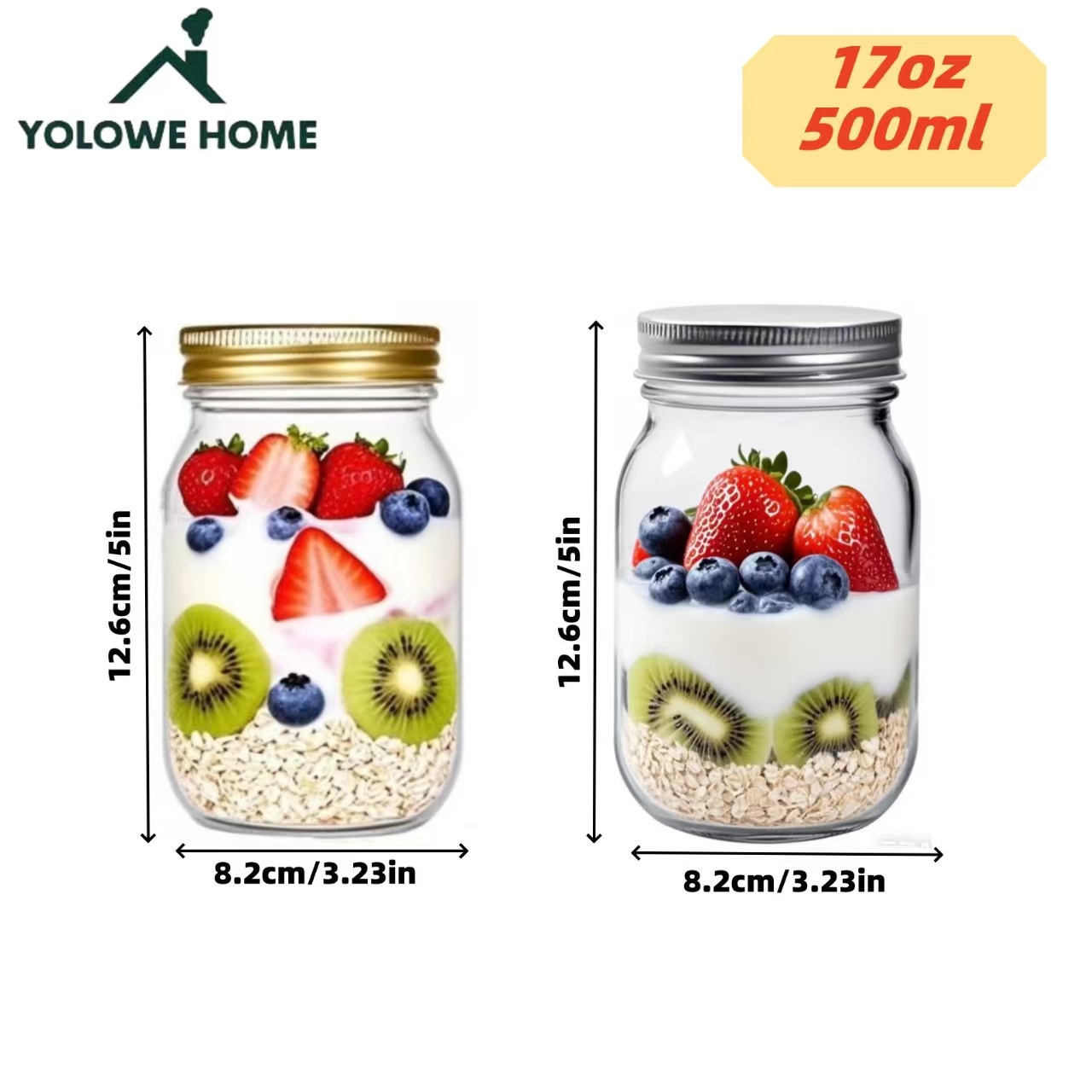 6個入り、12個入り、500ml/16オンス、ガラス製メイソ - Salad Dressing Bottle のレビューと価格