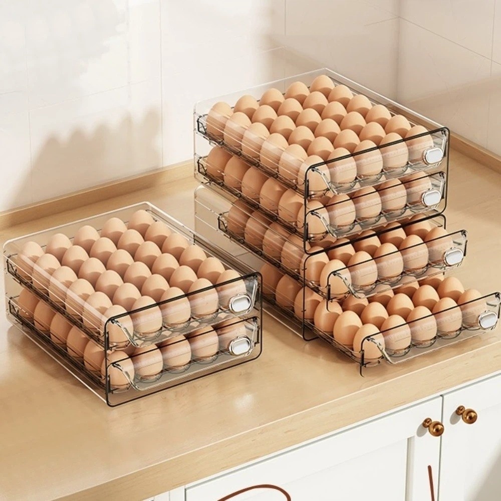 透明な卵収納ボックス二層タイムスケール卵ホルダー透明プラスチ - Egg Storage Holder のレビューと価格