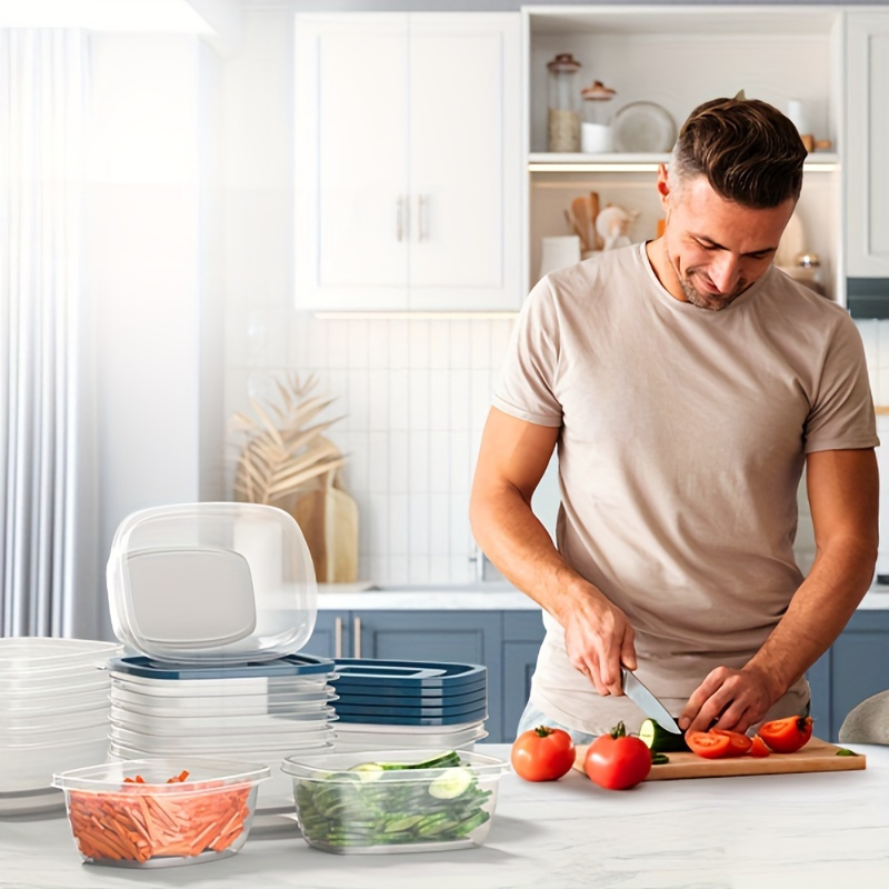 透明な積み重ね可能なプラスチック製食品保存容器6個セット、青 - Food Storage Jars Plastic のレビューと価格