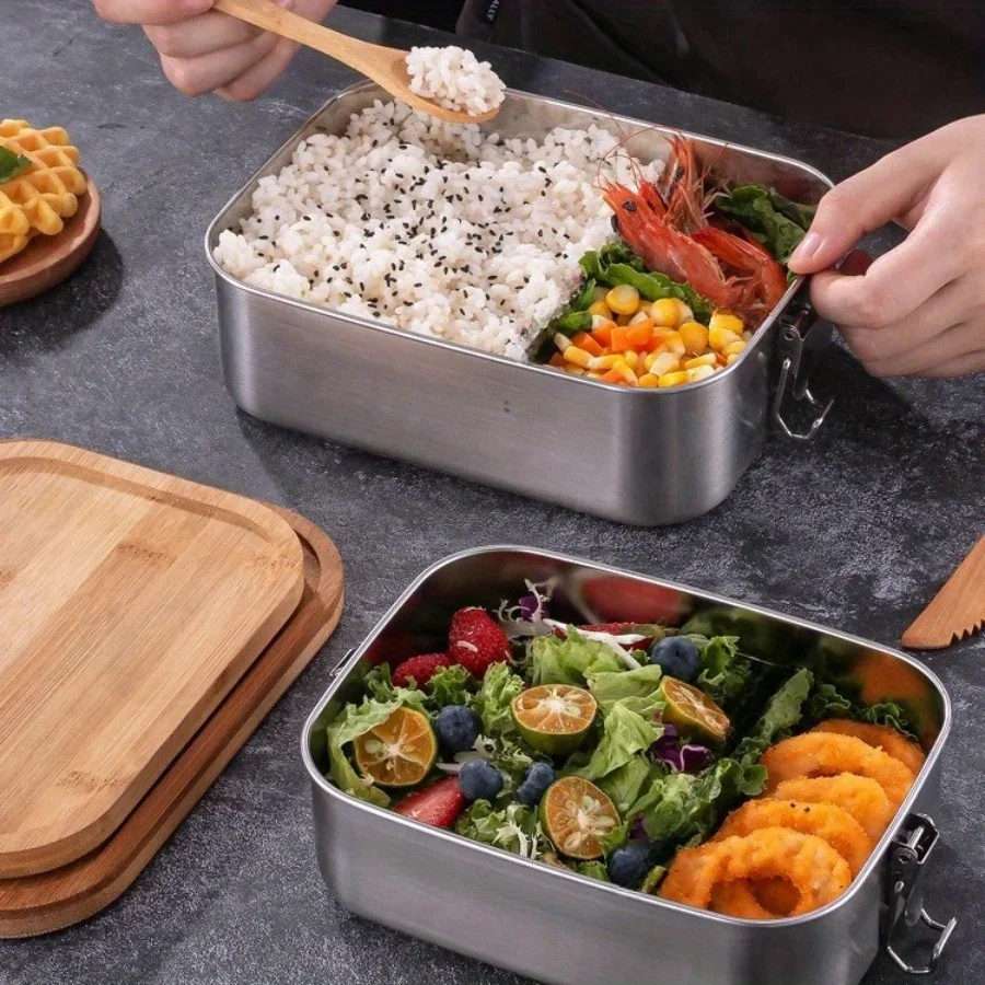 新しい304ステンレス製竹製蓋付きランチボックス、和風蓋付き - Food Storage Containers With Lids のレビューと価格