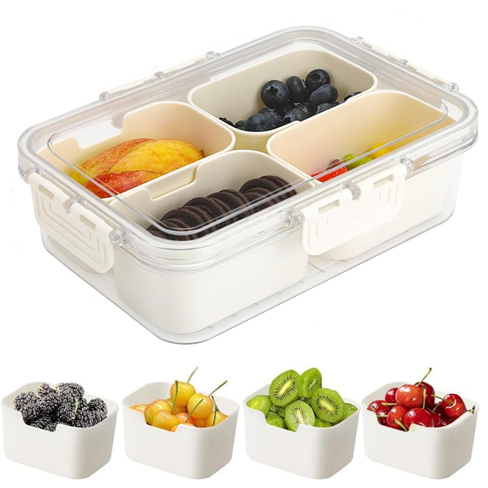 ポータブル食品保存箱、スナック収納ボックス、蓋付き4つのコン - Food Storage Containers With Lids のレビューと価格