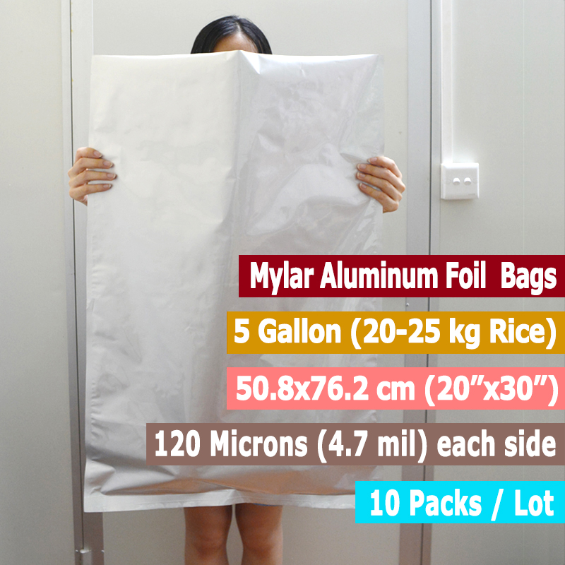 10 パック 5 ガロンマイラーバッグアルミホイル食品長期保 - Food Storage Aluminum のレビューと価格