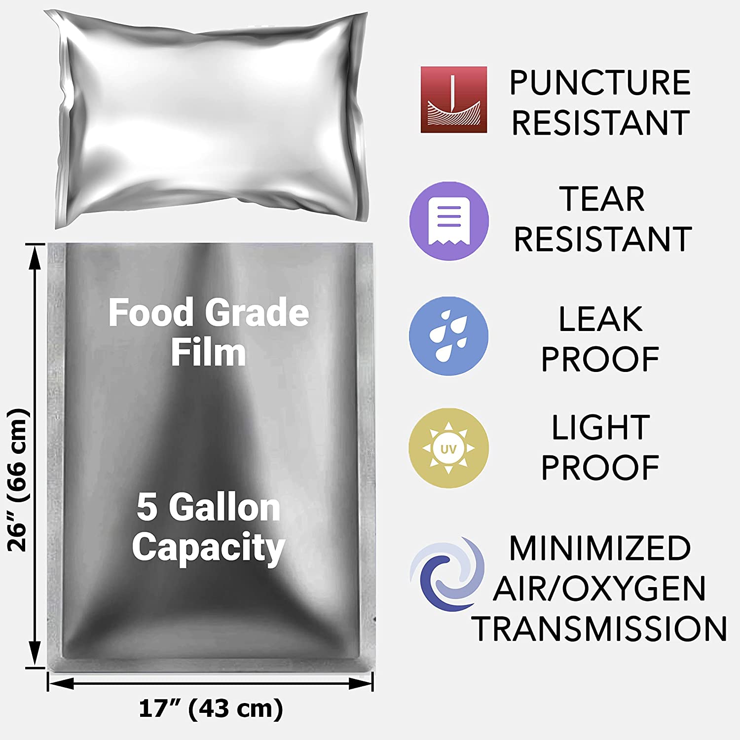 10 パック 5 ガロンマイラーバッグアルミホイル食品長期保 - Food Storage Aluminum のレビューと価格