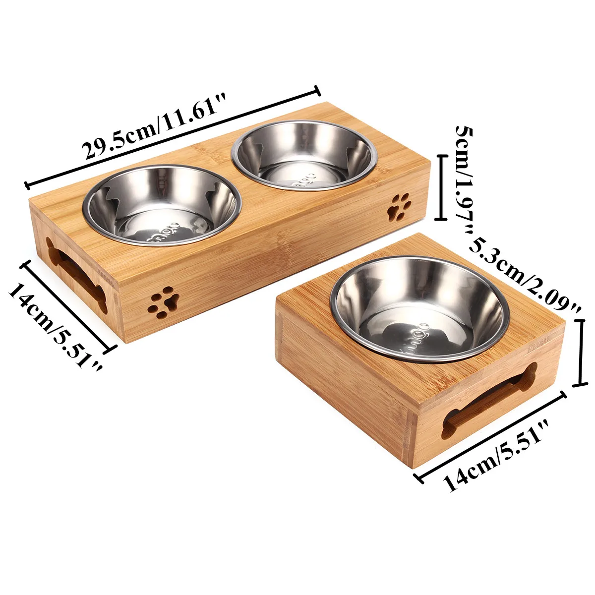 ペット用猫ボウル、クマ型竹製プレート、ダブルボウル、天然素材 - Food Storage Food Safety のレビューと価格