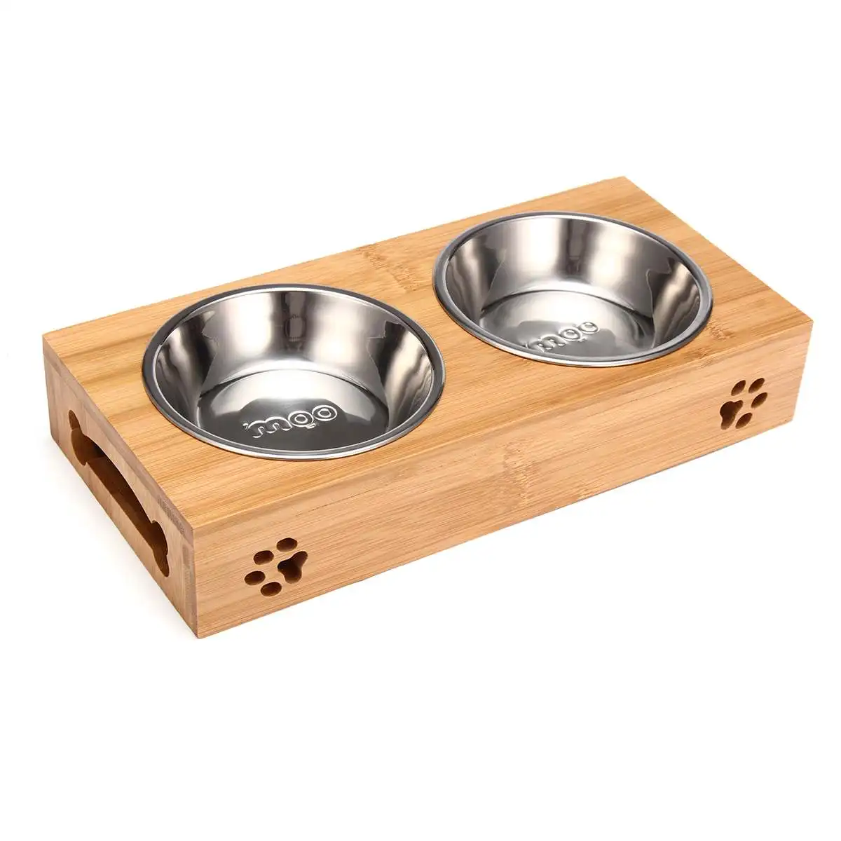 ペット用猫ボウル、クマ型竹製プレート、ダブルボウル、天然素材 - Food Storage Food Safety のレビューと価格