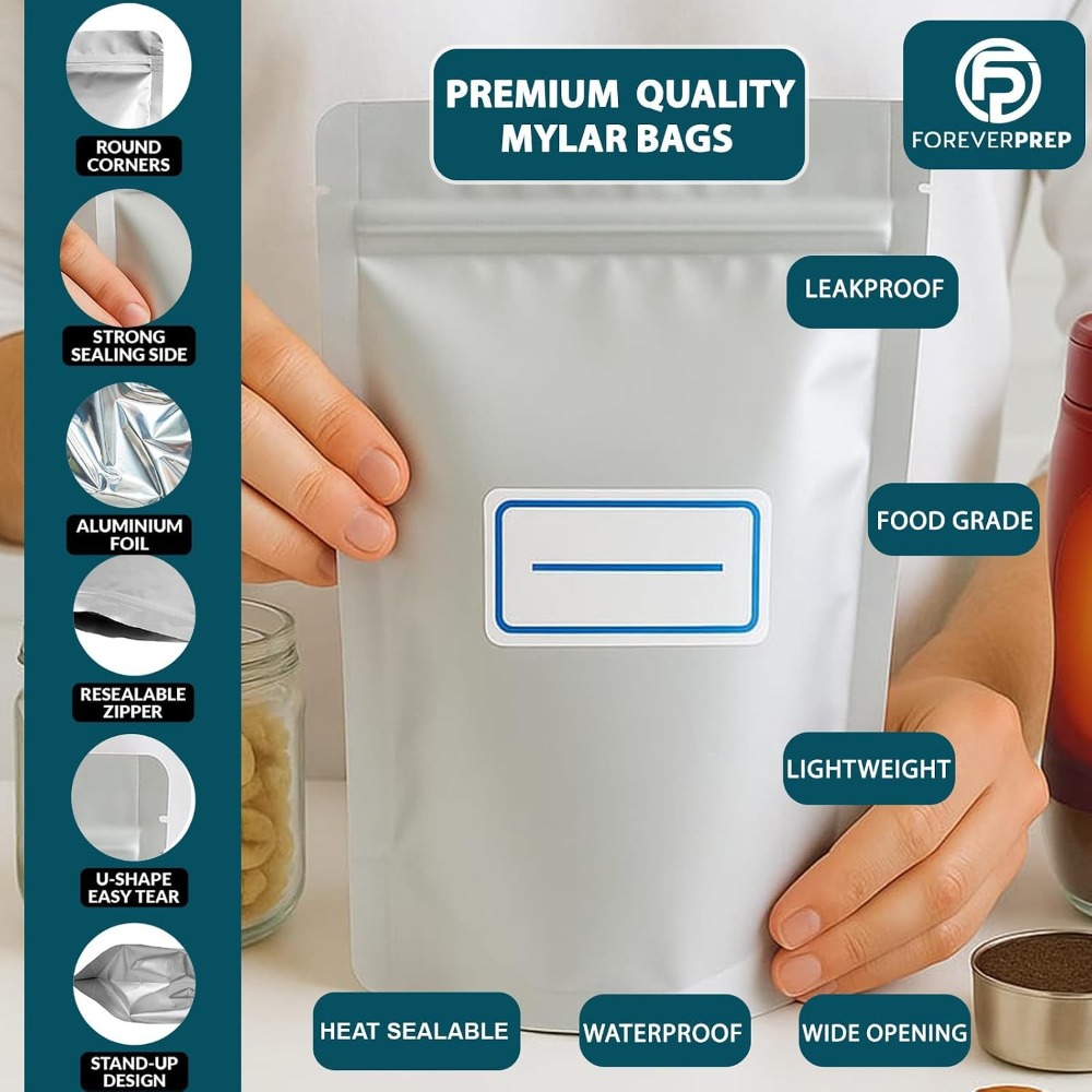 155枚のマイラーバッグ、155個の酸素吸収剤付き-210ラ - Food Storage Labels のレビューと価格